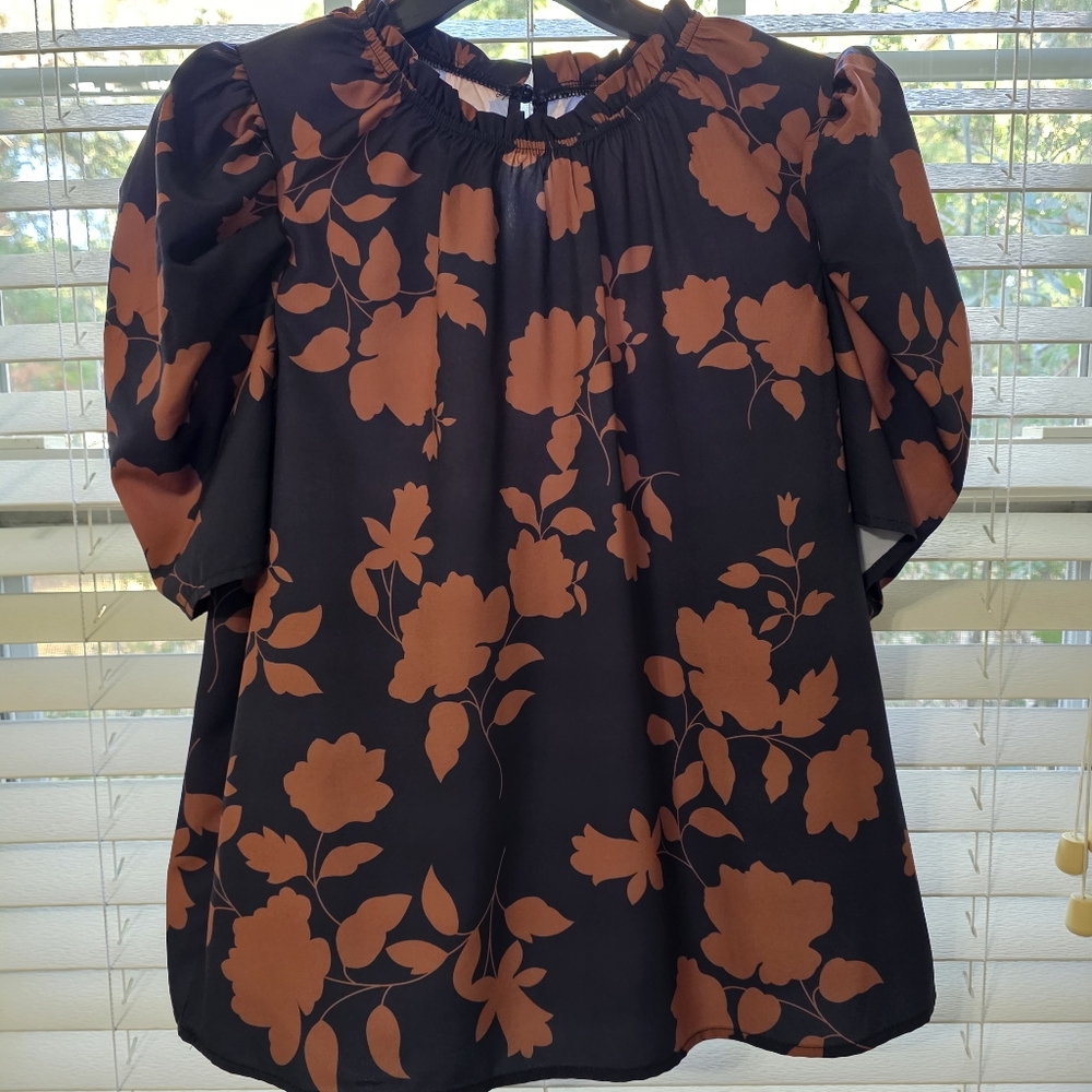 Black and Brown Floral Blouse